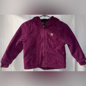 Girls Carhartt Sherpa Lined Sierra Hooded Jacket Hooded Canvas Jacket Size XS 6